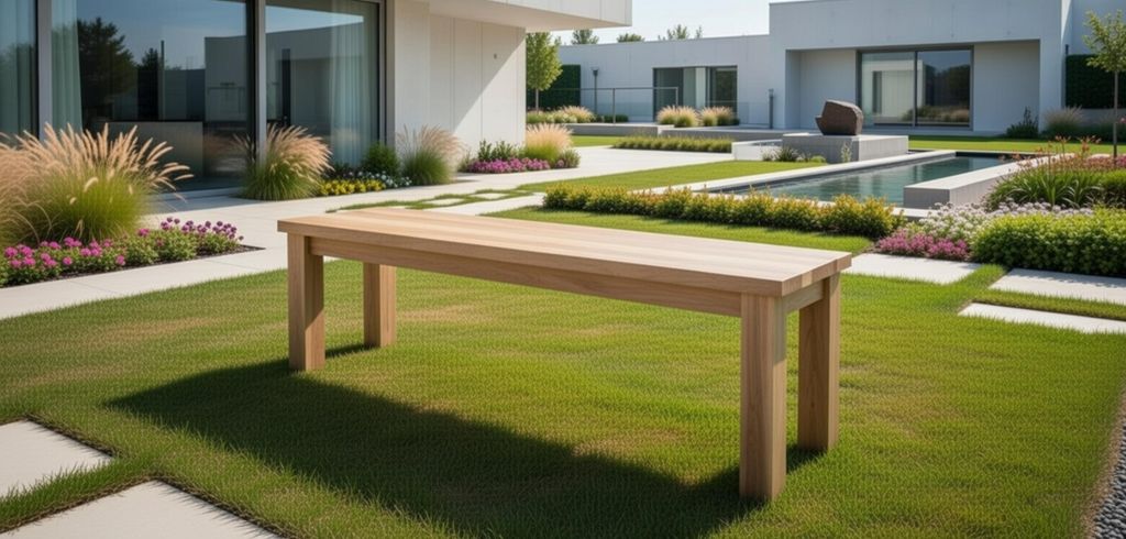 Gartenbank aus Holz im modernen Design für Terrasse und Garten