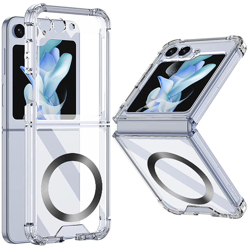 Custodia trasparente antiurto per Samsung Galaxy Z Flip 5, compatibile con MagSafe e pellicola protettiva Trasparente