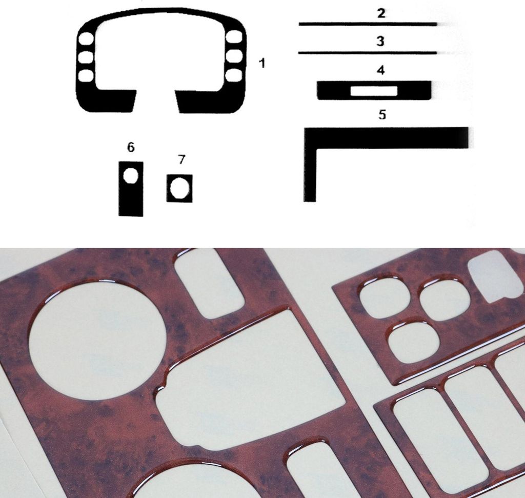 Innenraum Dekor Cockpit für Ford Transit 1995-1997 Wurzelholz Optik 7tlg