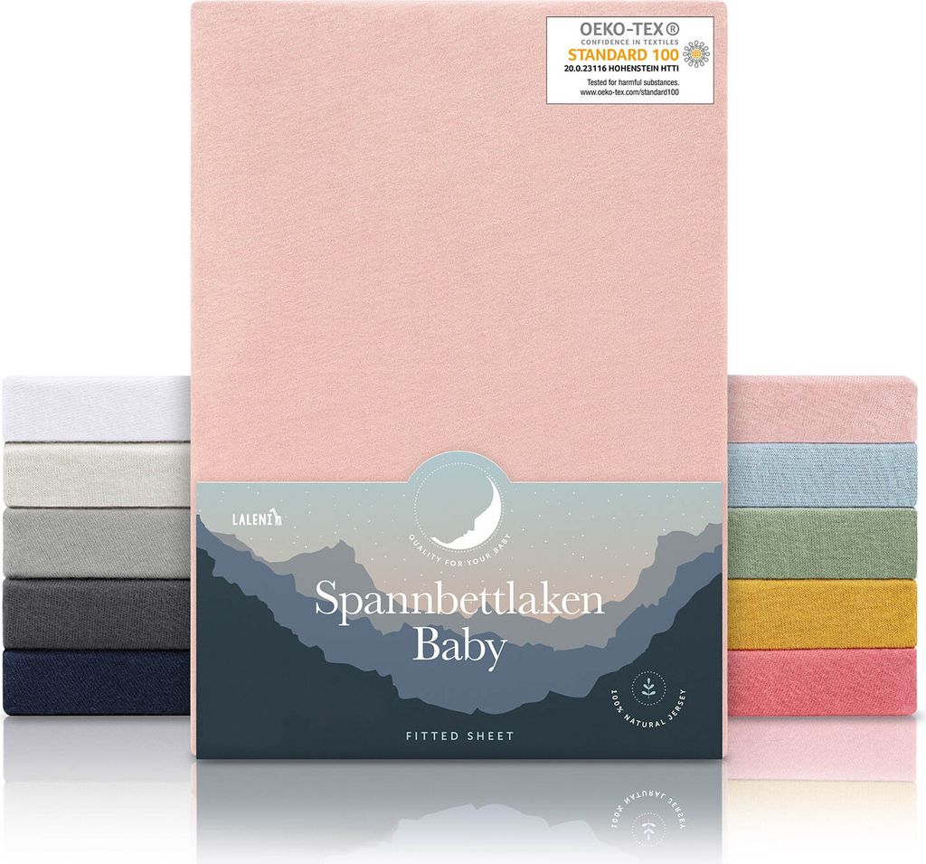 Laleni Spannbettlaken Babybett Kinderbett 60x120-70x140 cm - , 100% Baumwolle, atmungsaktives Spannbetttuch Jersey Baby, 135 g/m², Rosa