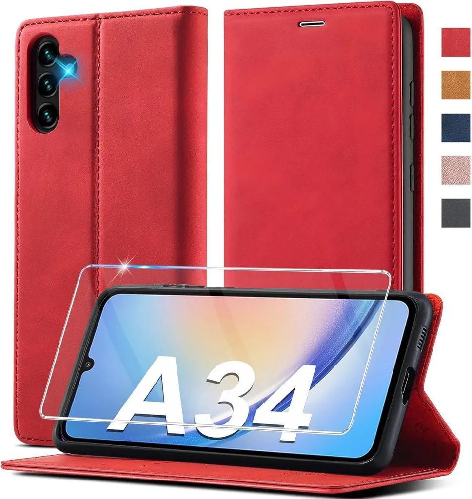 Custodia Elegante Samsung A34 5G Pelle PU - Kit Protezione 360