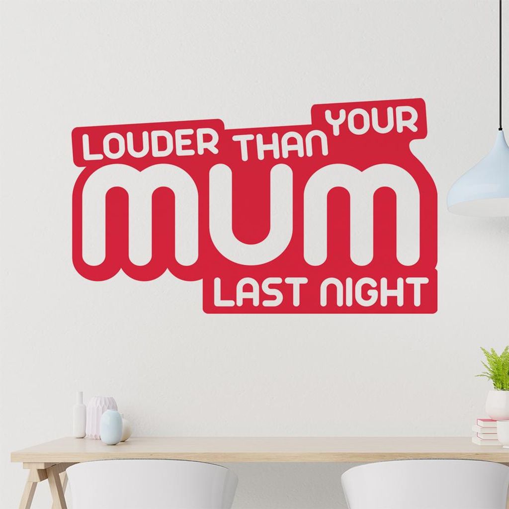 lauder than your mum last nicght Wandtattoo in 6 Größen - Wandaufkleber Wall Sticker - Dekoration, Küche, Wohnzimmer, Schlafzimmer, Badezimmer