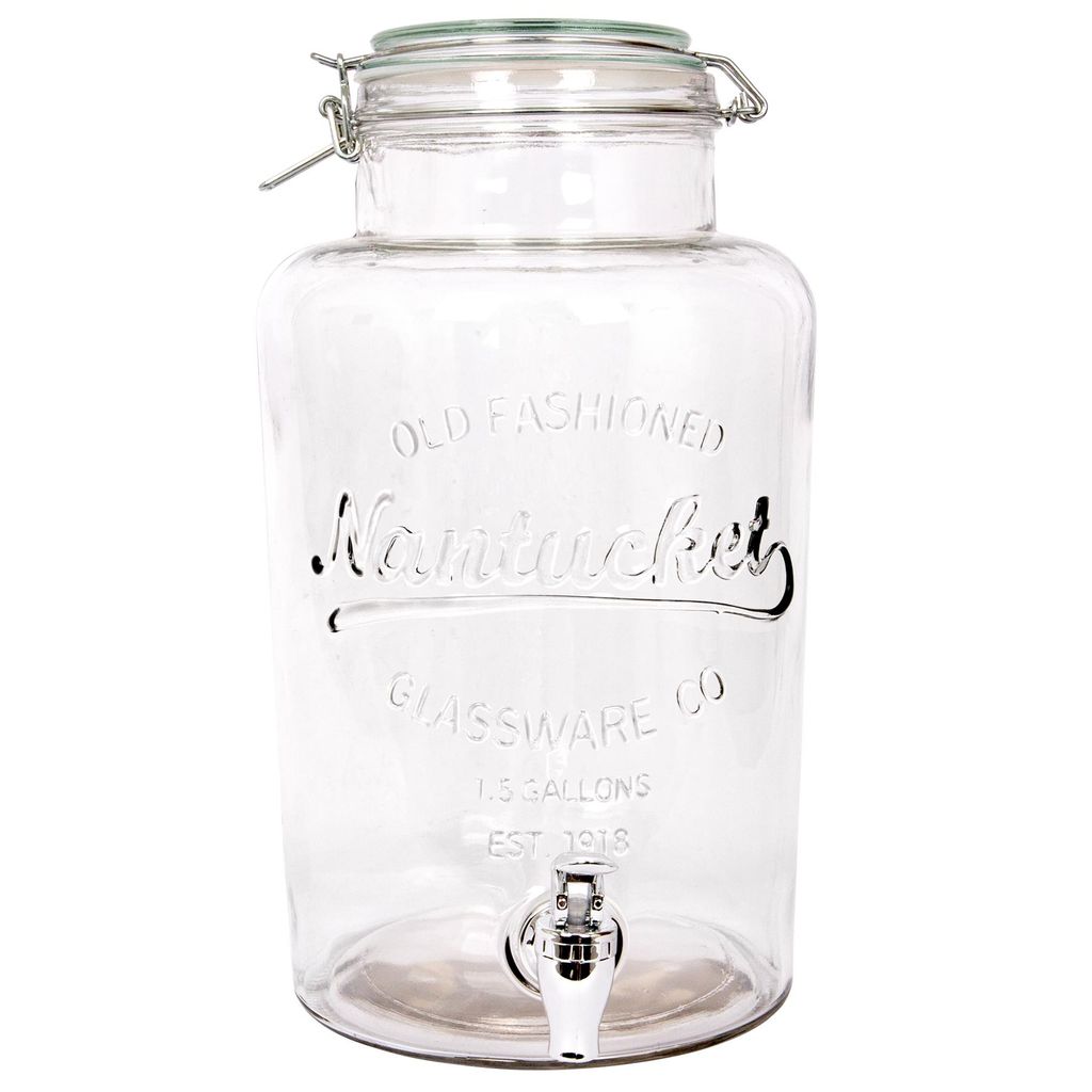 1x 6.5L Getränkespender aus Glas - Groß Küche Party Wasser Saft Punsch Trinken Kühlschrank Container Krug Flasche Glas - Von Rink Drink
