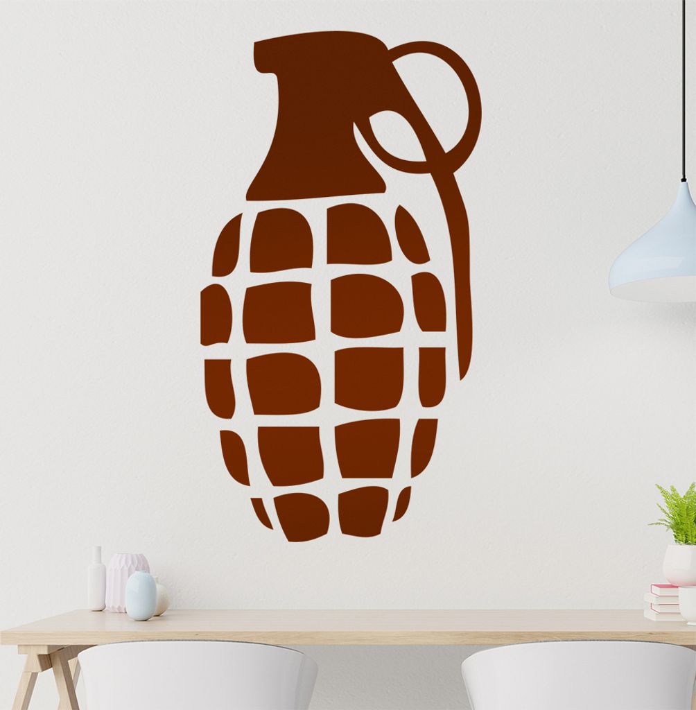 Kiwistar Handgranate Granate Wandtattoo in 6 Größen - Wandaufkleber Wall Sticker - Dekoration, Küche, Wohnzimmer, Schlafzimmer, Badezimmer