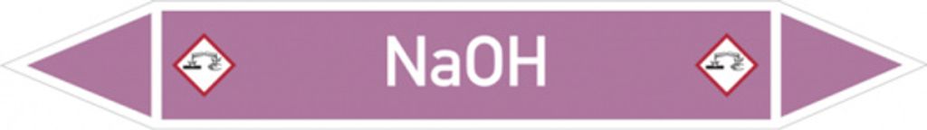 Dreifke Rohrleitungsetikett, NaOH | Folie selbstklebend | 187x26 mm, 1 Stk