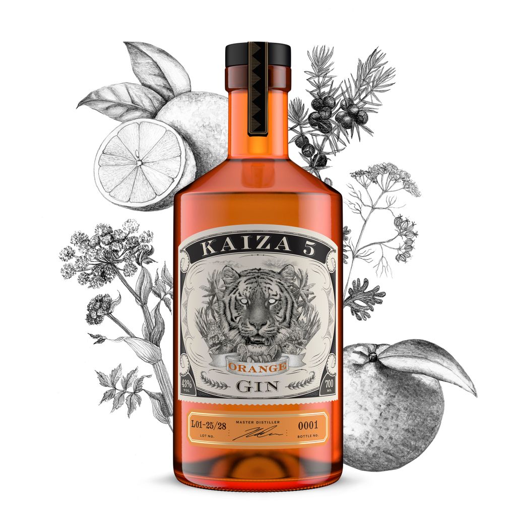 KAIZA 5 ORANGE GIN - 0,7 l - 43% | Spritzlebendige Produktbild 