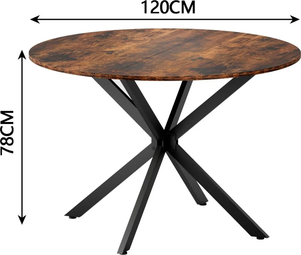 Table à manger ronde stable style industriel pour 6 personnes max