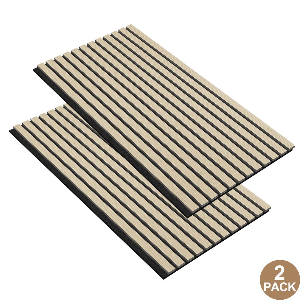 XMTECH Akustik Wandpaneel im 2er-Set Akustikplatten 120 x 60 cm für Flur Wohnzimmer Innenwanddekoration in Holzoptik Wandverkleidung, Weiße Eiche