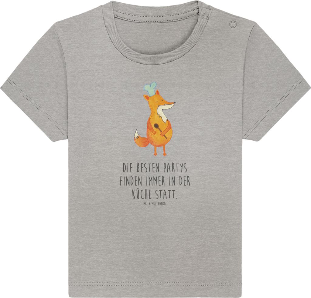Mr. & Mrs. Panda Babyshirt Fuchs Koch 0. - 6. Monat - Heather Grey - Geschenk, Bäcker, Kinder Shirt, Hungrig, Geburtstag, Baby Oberteil, Jerseyshi...
