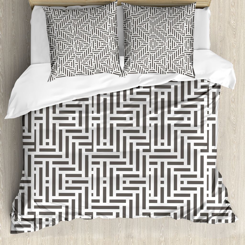 ABAKUHAUS Geometrisch Bettbezug, Kurze Linien Zusammenfassung, Milbensicher Allergiker geeignet mit Kissenbezügen, 155 cm x 220 cm - 80 x 80 cm, C...