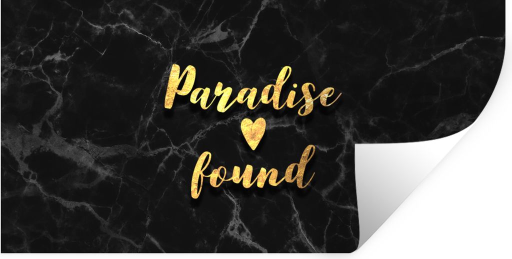 MuchoWow Wandtattoo Wandsticker Wandaufkleber Zitat - Herz - Paradies - Gold 160x80 cm Selbstklebend und Repositionierbar - Sticker - Dekorfolie