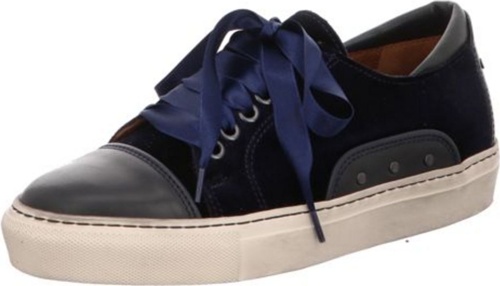 Damen Sneaker Tennis aus Veloursleder in Blau mit Schnürverschluss, durchgehend flach, Größe EUR 40
