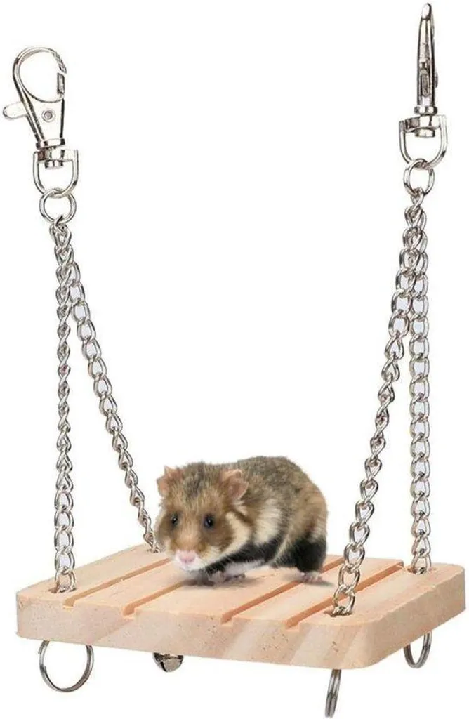 Balançoire en bois pour hamster avec chaîne robuste - Design Ergonomique