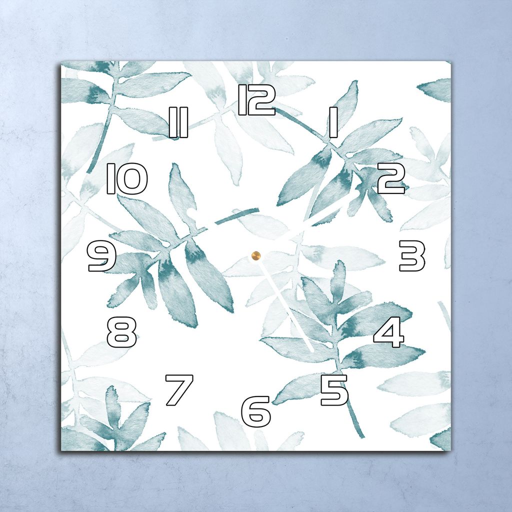 Deko Glasuhr Wanduhr 30x30 Blätter Tropische Quarz Küchenuhr Bürouhr