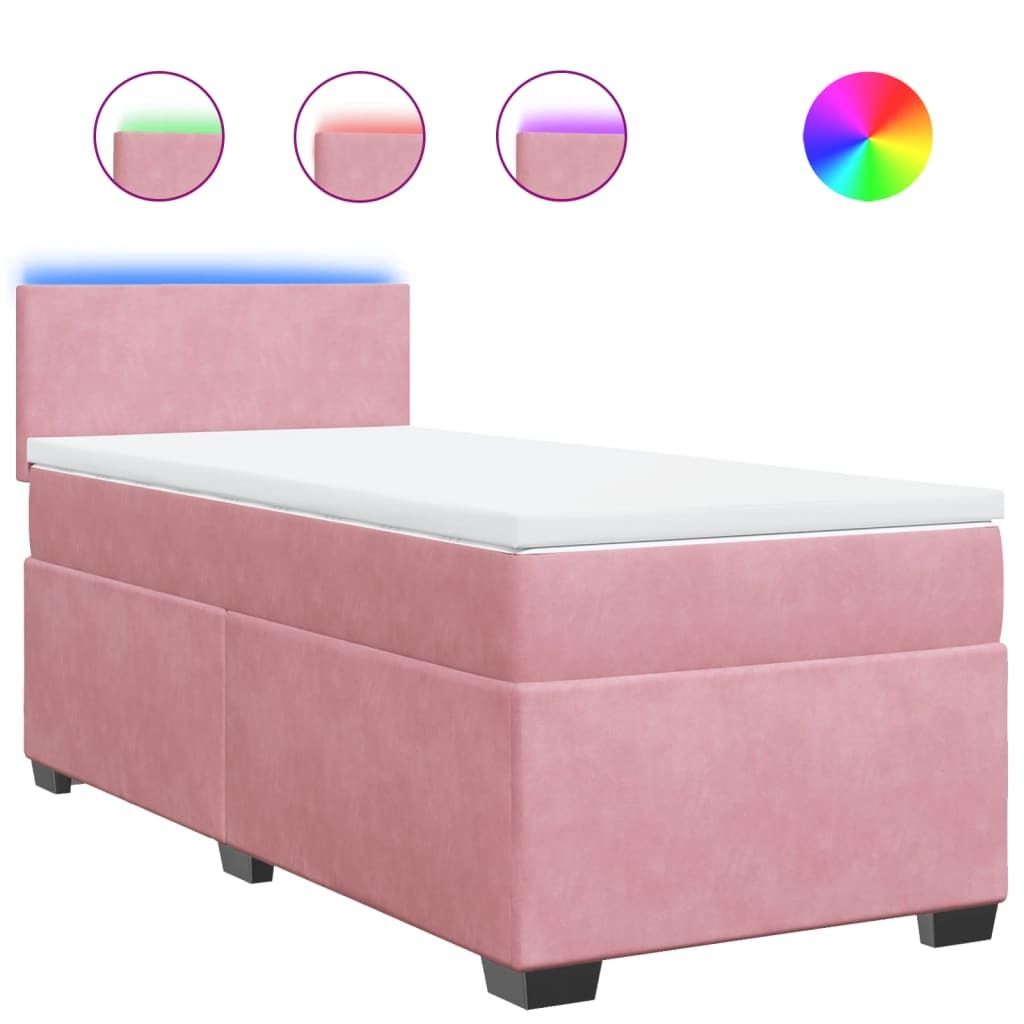 "im Sonderangebot"Boxspringbett - Einzelbett/Jugendbett mit Lattenrost - mit Matratze Rosa 90x190cm Samt - Klassische Betten DEMöbel168430
