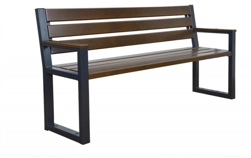 Gartenbank Holz Metall 182 cm - Moderne Outdoor Bank - Produktbild 