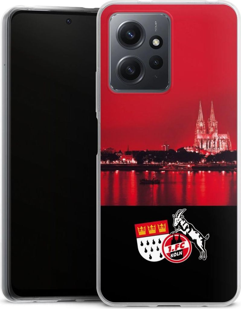 DeinDesign Handyhülle für Xiaomi Redmi Note 12 4G Silikon Hülle Case Smartphone Schutzhülle 1. FC Köln Offizielles Lizenzprodukt Skyline
