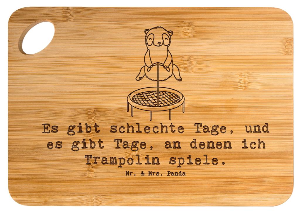 Mr. & Mrs. Panda Frühstücksbrett Panda Trampolin springen - Transparent - Geschenk, Schneidbrett Küche, Hackbrett, Turnen, Fitnessstudio, Schnei...