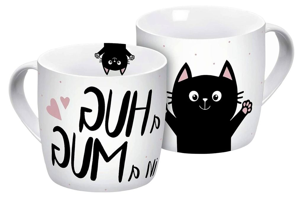 Tasse Hug in a Mug 300ml, Porzellantasse, Weiß/Schwarz
