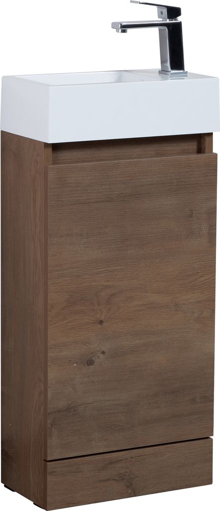 Badezimmer Badmöbel Peru 40 cm – Braun Eiche – Badezimmermöbel mit Waschbecken