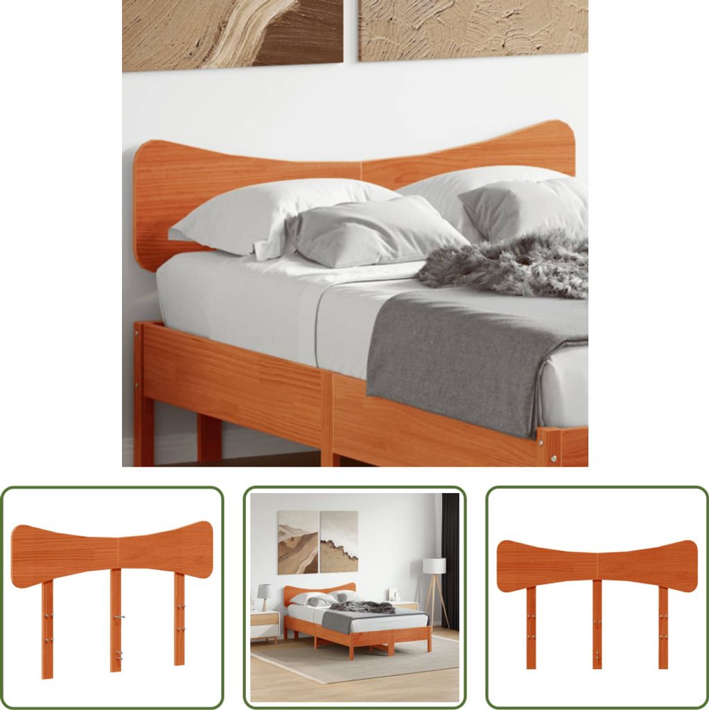 The Living Store Kopfteil Wachsbraun 120 cm Massivholz Produktbild 