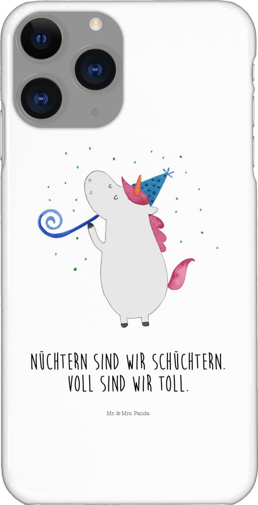 Mr. & Mrs. Panda Iphone 11 Pro Handyhülle Einhorn Party - Weiß - Geschenk, Geburtstag, Premium Kunststoff, Disco, Unicorn, Einhörner, Handy Case...
