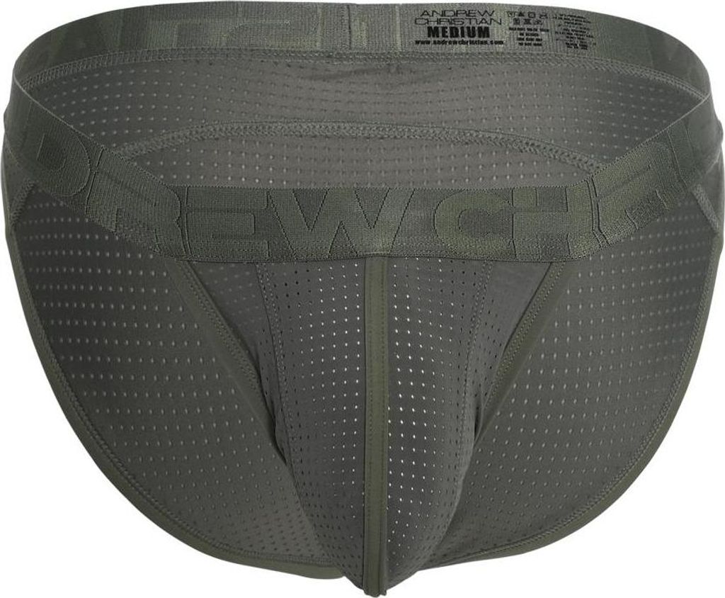Andrew Christian Vibe Breeze Mesh Gym Brief Olive - Größe S