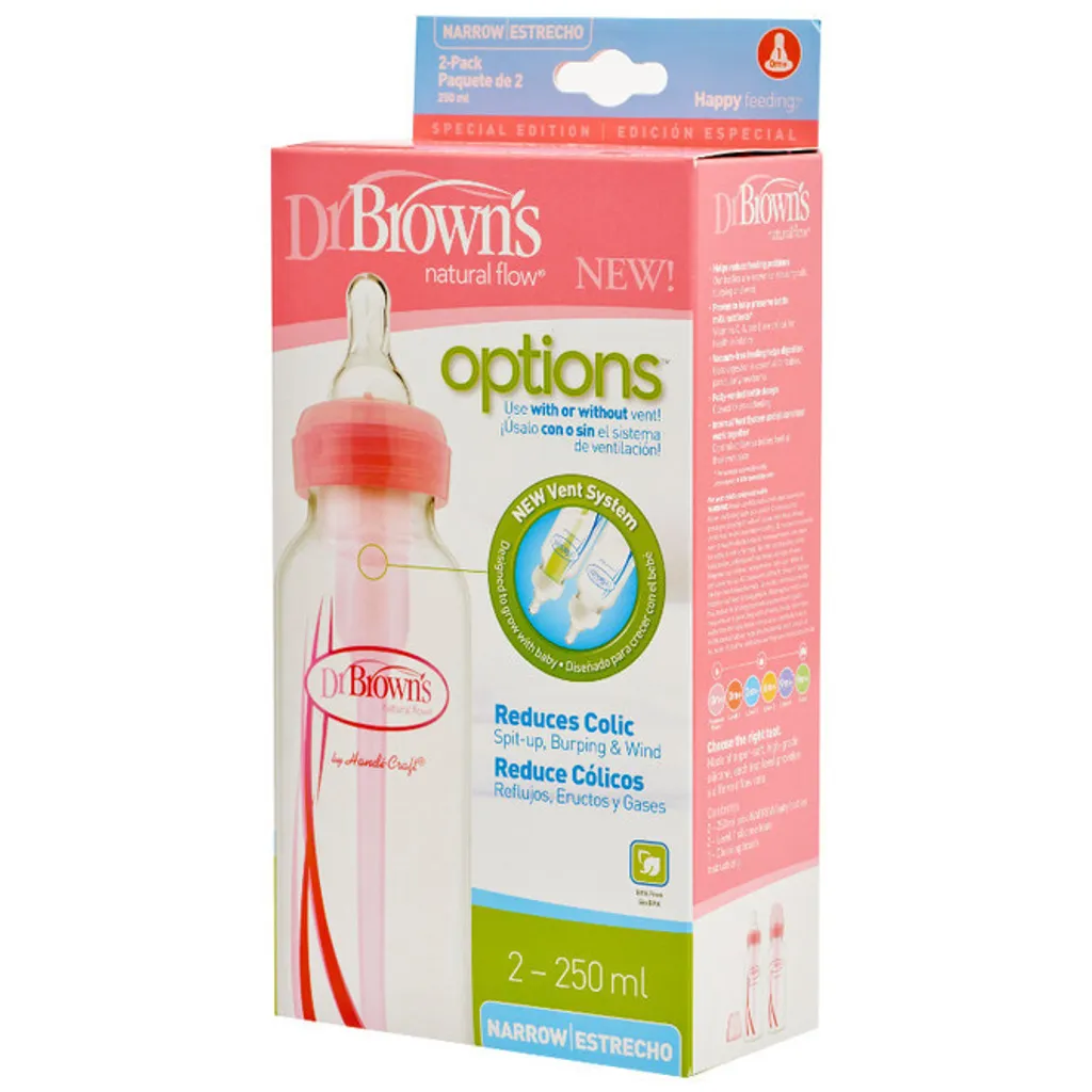Set 2 Biberon Dr. Brown's Rosa 250ml - Prezzo Imbattibile Anticolica - 4