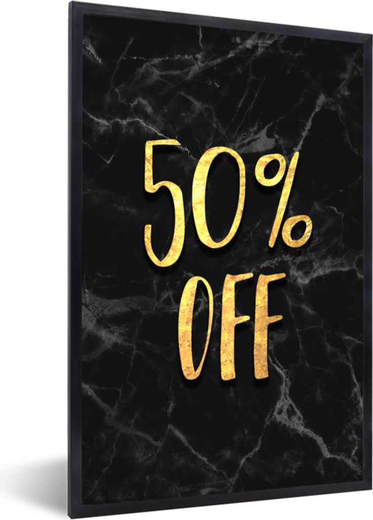 MuchoWow Gerahmtes Poster Verkauf - Gold - Marmor 60x90 cm - Poster mit Schwarzem Bilderrahmen Wandposter Rahmen Foto Bilder - Kunst