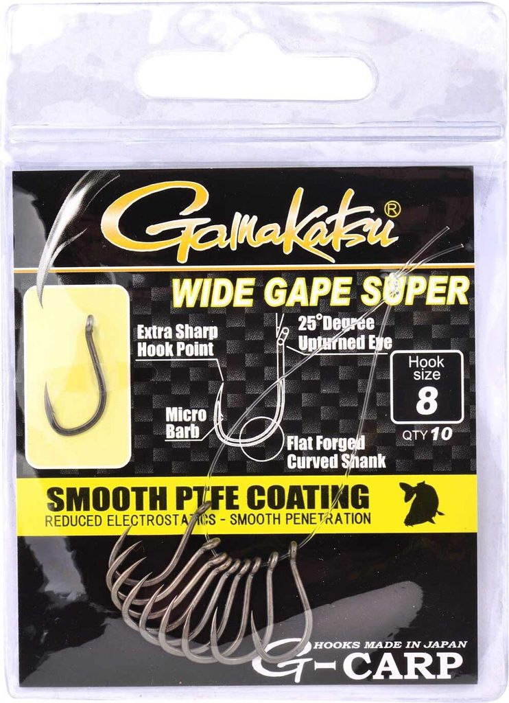 Gamakatsu Wide Gape Super Hook - 10 Karpfenhaken, Größe:6