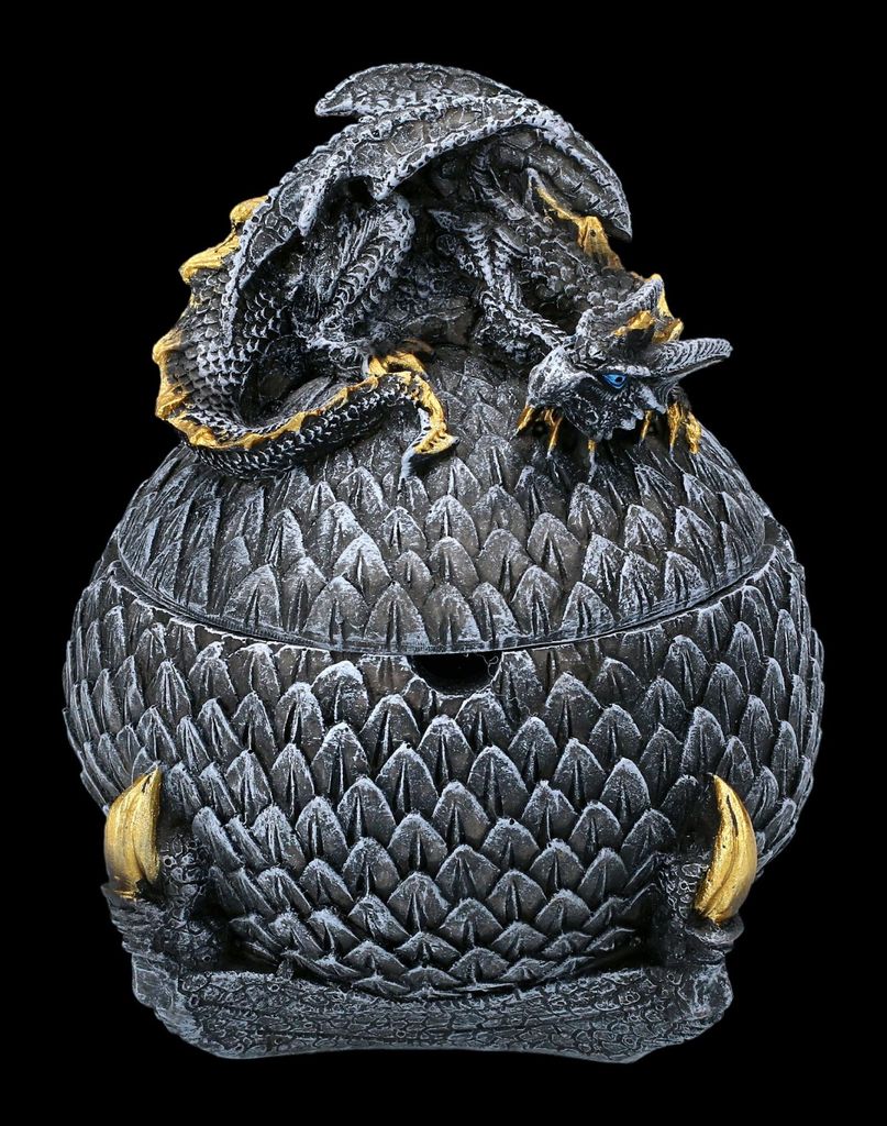 Aschenbecher mit Deckel - Golden Secrets - Drachen Tisch Deko