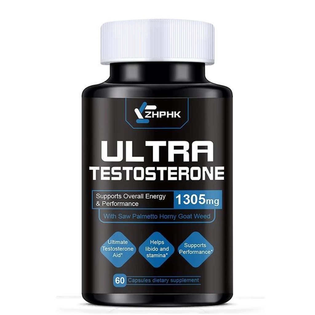 Ultra Testosterone 1305 mg (60 Kapseln) Nahrungsergänzungsmittel, Männergesundheit, Muskeln, Kraft, Ausdauer, Libido, Energie