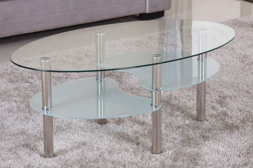 HOOZ Couchtisch 98x55cm Klarglas mit sandierter Ablage