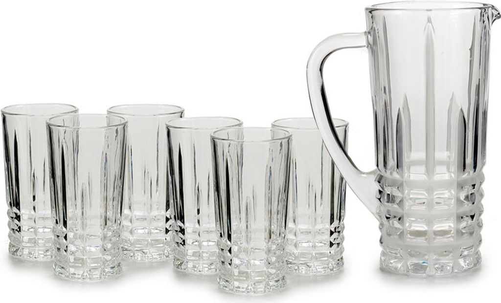 Vivalto Gieskanne/Karaffe - 1L - inkl. 6 Trinkglaser - Glas - 250ml