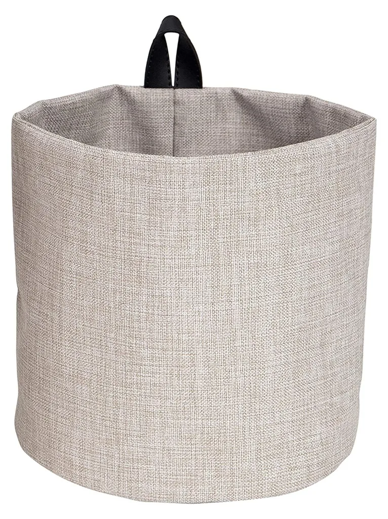 Boîte de Rangement Murale Ronde Grise avec Boucle de Suspension Lin