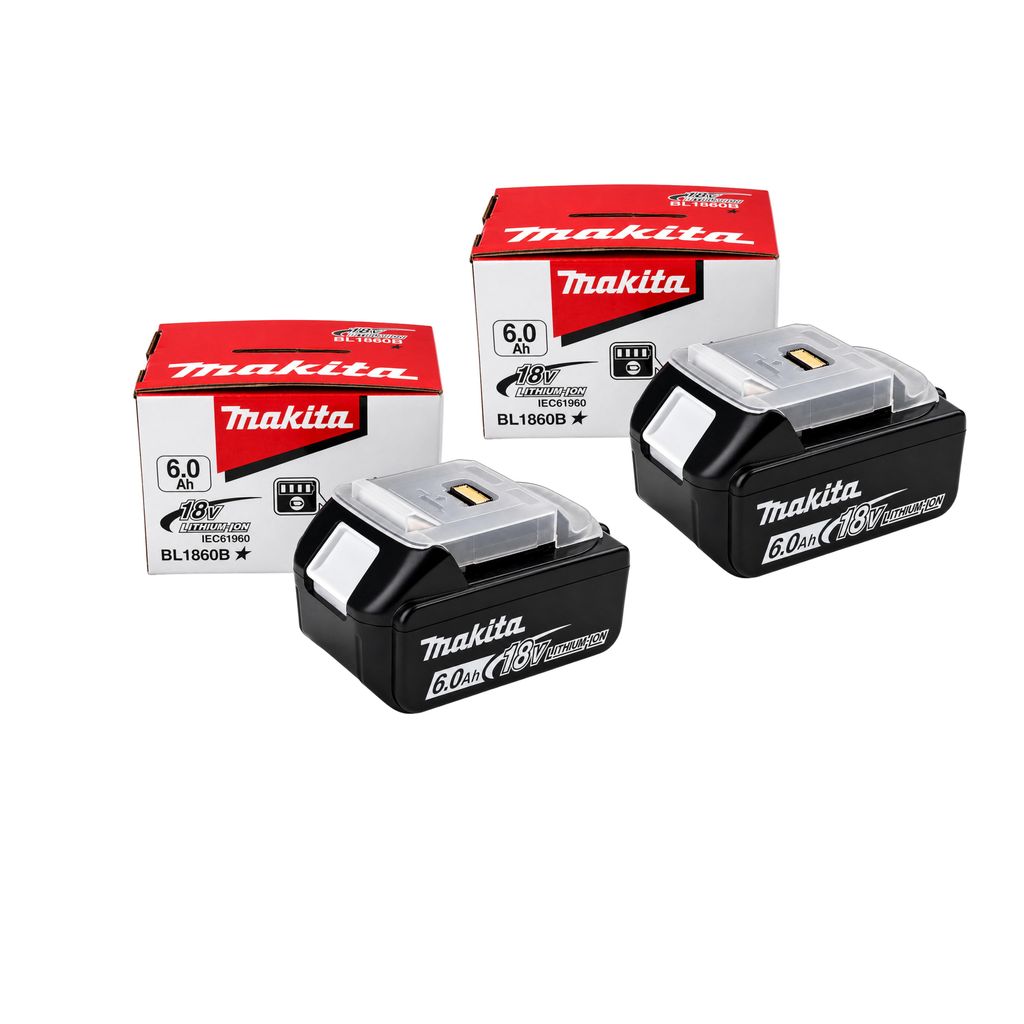 2 batteries 18V 6.0Ah compatibles avec Makita LXT BL1860B – Image du produit 