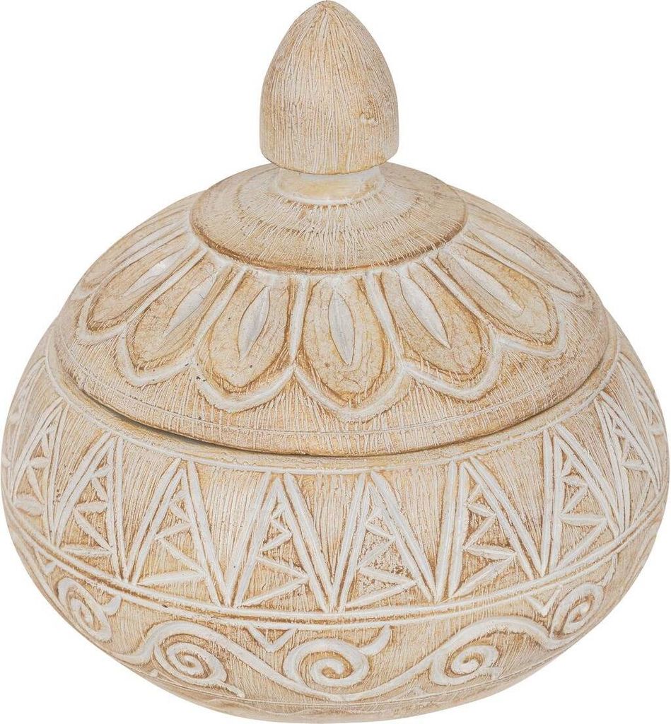 Atmosphera createur d'interieur - Dekoschachtel "orientalisch" harz beige d15,5x14,5cm