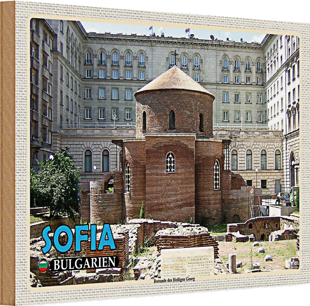 Holzschild Reise 30x20cm Sofia Bulgarien Rotunde Heiligen Georg