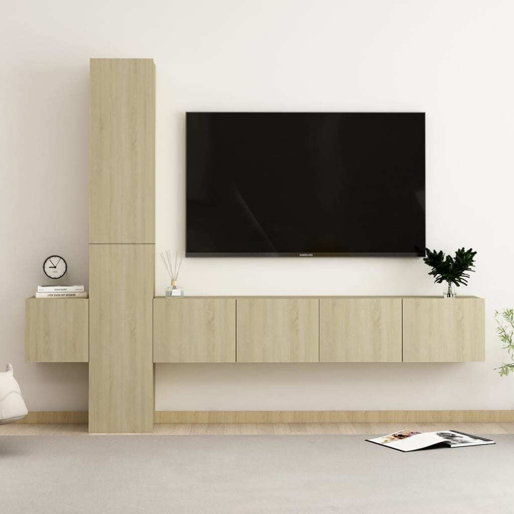 "2026 Promotion" 5-tlg. TV-Schrank-Set - TV-Möbel - Sonoma-Eiche Holzwerkstoff - TV-Regal CC4094