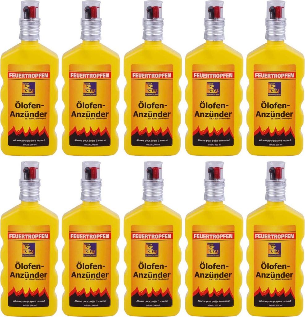 10x Ölofenanzünder Feuertropfen flüssig 200 ml mit Produktbild 