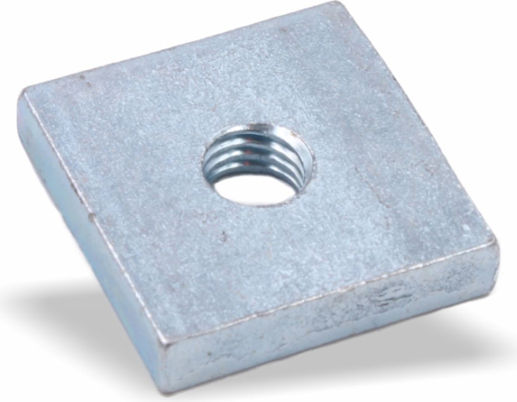 Nutenstein | Gewindeplatte 19x19x4 mm M6 Gewinde mittig | Stahl blau verzinkt