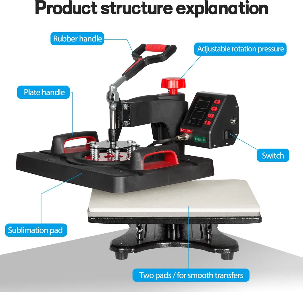 Machine de Sublimation Polyvalente 8 en 1 avec Écran LCD et Prise EU - 14