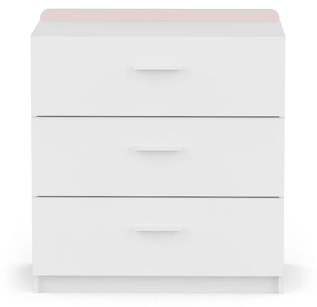 Commode ARLO blanche 77 cm avec 3 larges tiroirs de rangement CALICOSY
