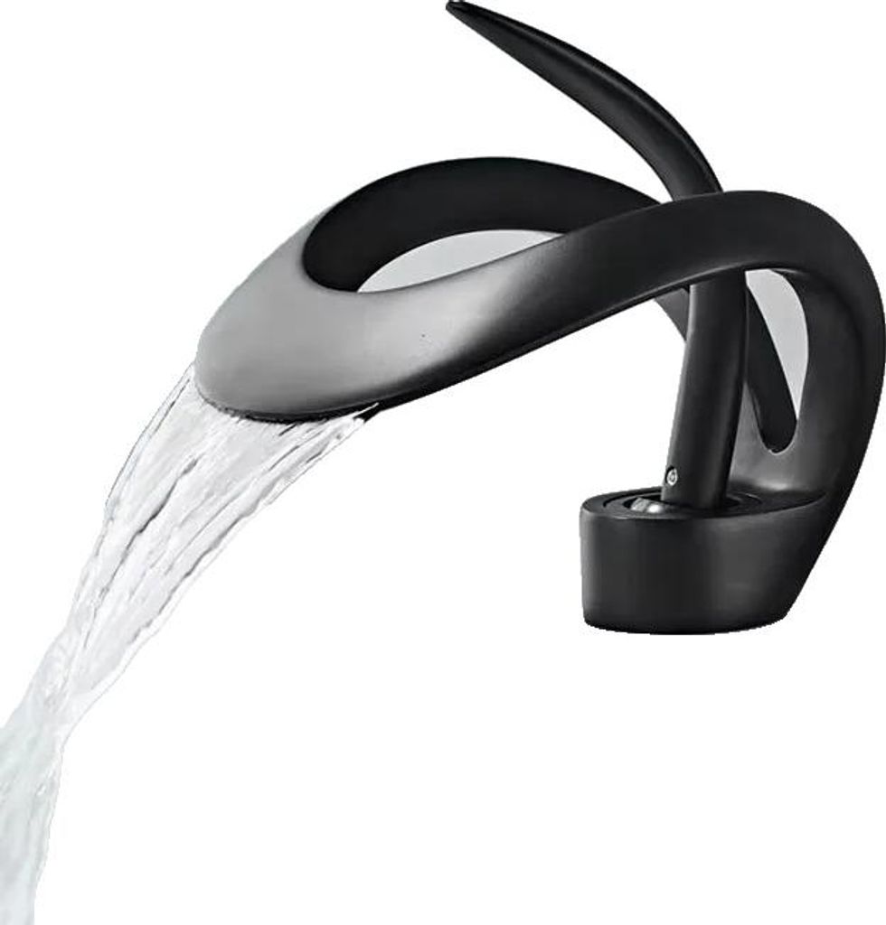 Waschtischarmatur, Antikmessing-Finish, Doppelgriff, Schwarz
