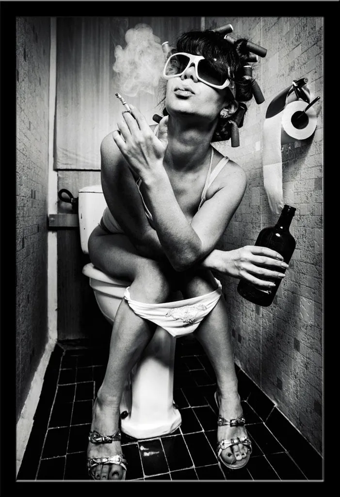 Cadre avec Poster Toilet Cam Party Hard Shinsuke en MDF Noir et Acrylique