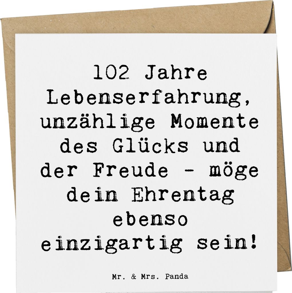 Mr. & Mrs. Panda faltkarte Spruch 102. Geburtstag Glück - Weiß - Geschenk, Jubiläum, Happy Birthday, doppelkarte, Grußkarte, Liebe, Geburtstags...