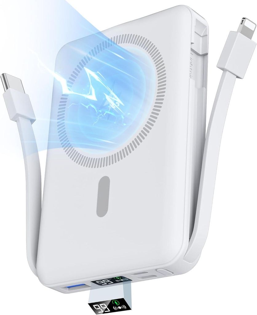 Magnetische Powerbank, Kabellose Powerbank, 10000mAh Power Bank, 20W Schnellladung, Kabellose Ladegerät, Externe Handyakkus, für iPhone & Android