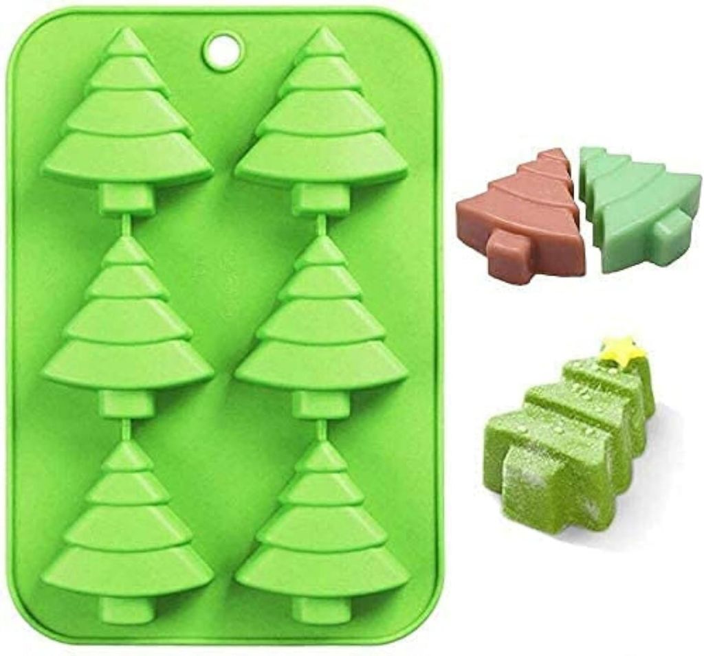 Silikonform Weihnachten 6 Vertiefungen Gro?e Weihnachtsbaum Schokoladenformen SeifeSš¹?igkeiten Kuchen Backformen fš¹r Weihnachten Weihnachtsku...