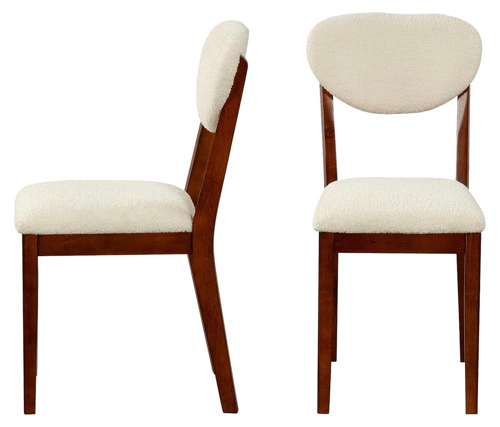 Set aus 2/4 Esszimmerstühlen, Küchenstühlen mit gepolstertem Sitz aus synthetischer Wolle und Gummiholzbeinen, Tragkraft 180 kg (2, Walnuss, 42 ...