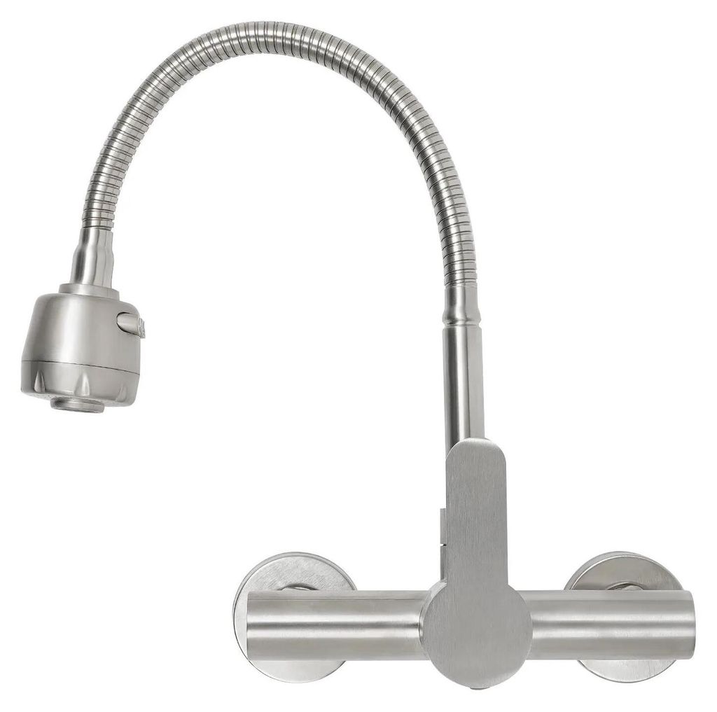 Küchen- & Badarmatur - Wasserhahn - Edelstahl 304 - 50 cm drehbarer Schlauch - 2 Strahlarten - Wassersparend - Silber